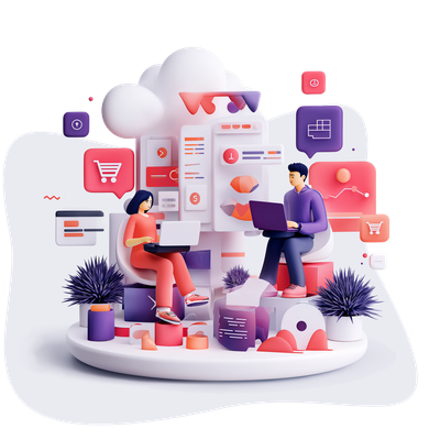 Quantoo — ilustracja zespół pracujący nad projektem