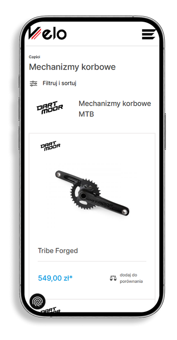 Mockup ekranu strony Velo na iPhone