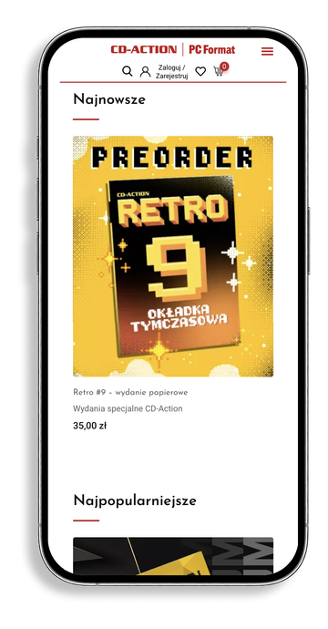 Mockup ekranu strony sklepu CD Action na iPhone