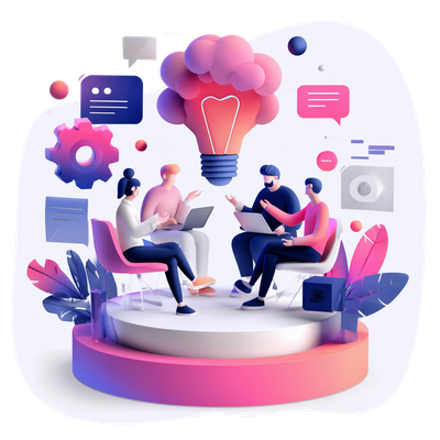 Ilustracja - zespół pracujący nad rozwiązaniami